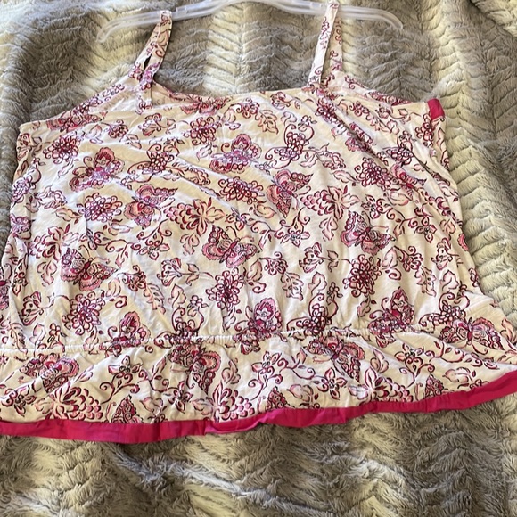EUC Hot Pink & White Butterfly Tank Top with Drawstring Waist, Size 3x - Picture 3 of 5